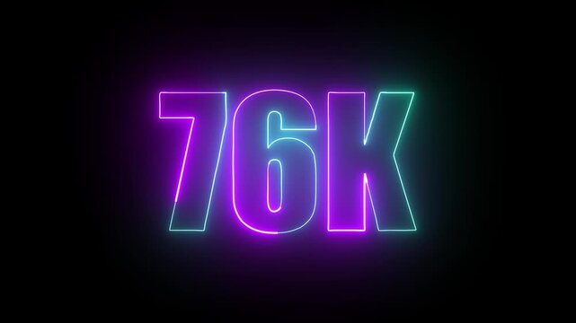 76k glowing neon line animation streaming smoothly over a dark black canvas with flowing radiant streak highlights.