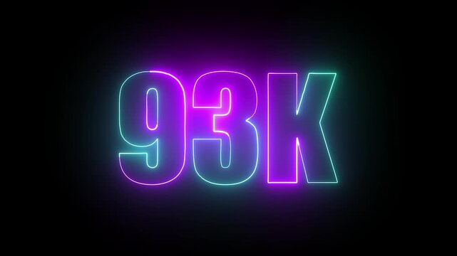 93k smooth glowing neon line animation flowing with dynamic streaks over a dark black background highlighting radiant light trails.