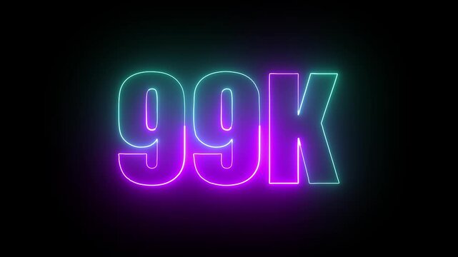 99k vibrant neon line animation streaming dynamically with glowing streak motion across a black canvas creating radiant light trails.