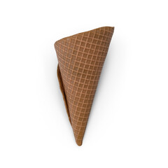 empty waffle ice cream cone, isolated on transparent background, 3D PNG