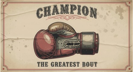 Vintage worn leather boxing gloves resting on a rustic wooden crate in a dimly lit room