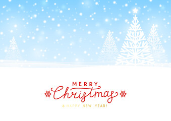 Winter snow vector horizontal background with Christmas trees for Your happy New Year and Christmas holiday design