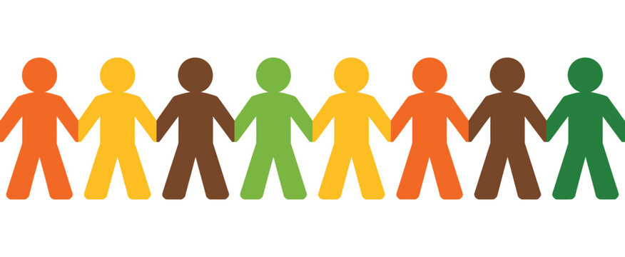 Diverse group of people holding hands in solidarity and unity.