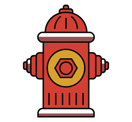 Naklejka premium A bright red fire hydrant stands ready for use in an urban environment.