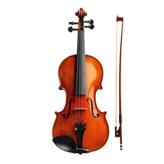 Fototapeta premium Beautifully Crafted Violin and Bow on a Plain Background