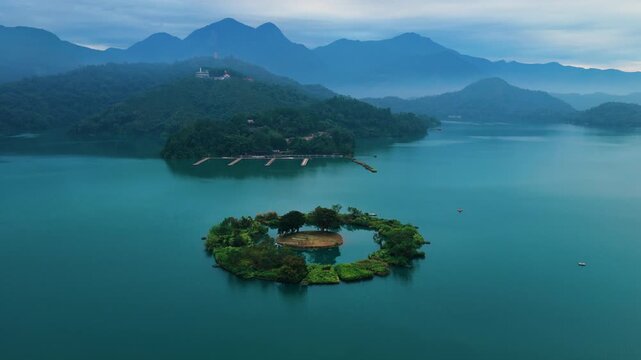 Aerial view of the sun moon lake in Nantou of Taiwan