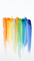 Abstract watercolor rainbow streaks on white