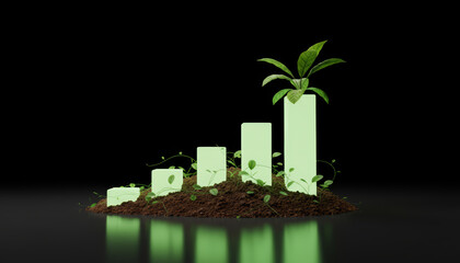 Sustainable growth strategies business environment infographic design nature elements digital viewpoint eco-friendly concept