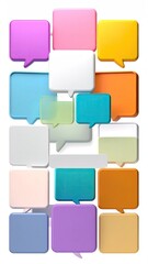 Vertical arrangement of colorful speech bubbles