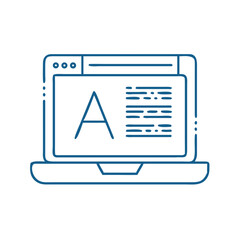Laptop with high-contrast "A" symbol on screen for promoting accessible text design in education and digital content