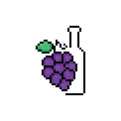Fototapeta premium pixel art grape wine 8 bit vector icon for computer game logo
