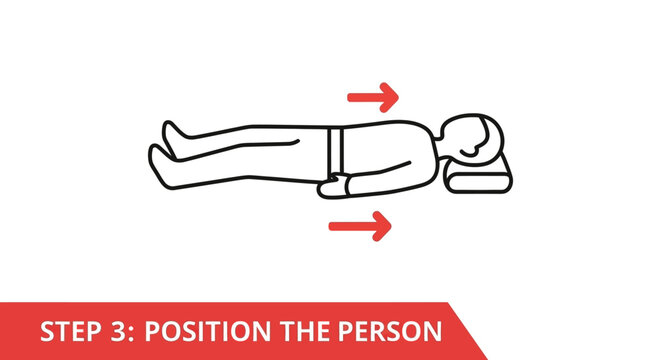Step 3 position the person with red arrows indicating movement, isolated on