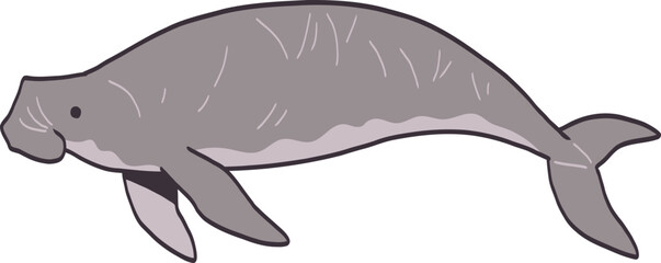 Illustration of a Cartoon Dugong