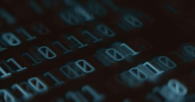 Digital binary code on black background