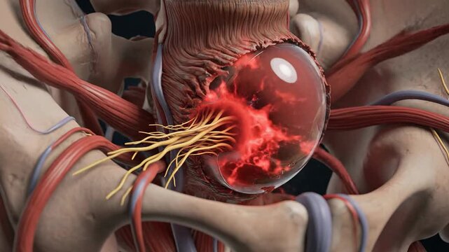 Detailed 3D Animation of Pelvic Pain and Nerve Compression in Human Anatomy.
