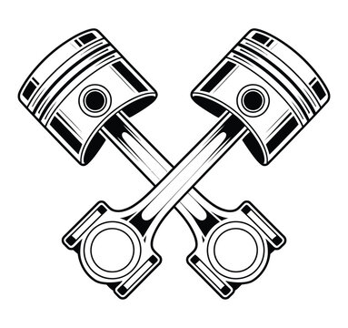 Two crossed pistons form a graphic symbol for automotive industry