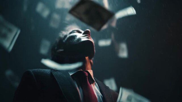 Man with Falling Money