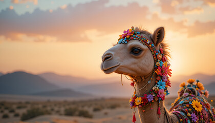 Camel Decorated with Colorful Ornaments