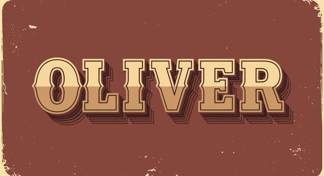 Vintage western style text effect displaying the name Oliver on a distressed brown background.