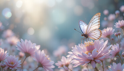 butterfly on pink flower