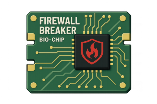 Firewall breaker bio-chip with shield and flame