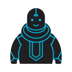 Neon Cyborg Snowman Protective Sentinel Silhouette