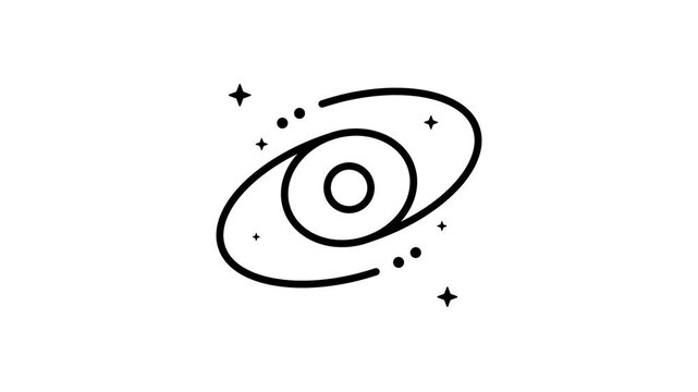 Animated galaxy line icon spinning in space