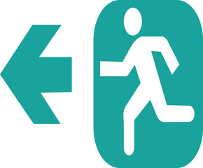 Emergency exit icons.Full set of 22 isolated Emergency exit symbols on green rectangle board. Official ISO 7010 safety signs standard. running man symbol indicating exit direction.
