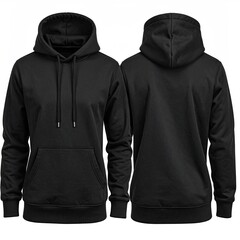 Blank black hoodie, front and back views (7)