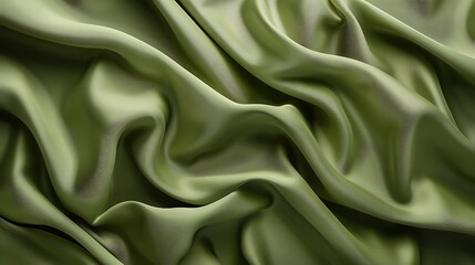 Obraz premium Soft flowing olive green fabric with elegant drapery and shadows