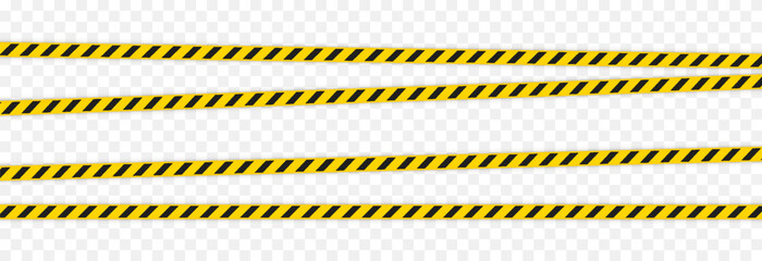 Yellow caution tape with black stripes. Caution tape PNG. Caution tape for marking hazardous areas on a transparent background.