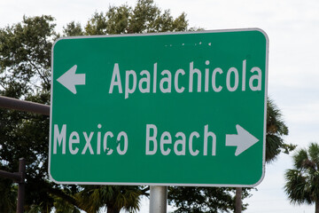 Apalachicola and Mexico Beach road sign 