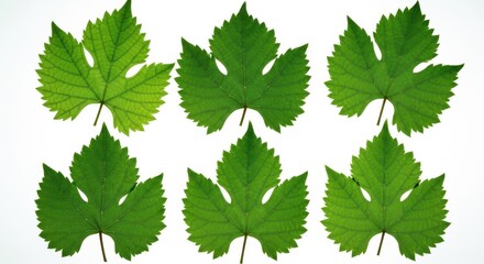 Grape leaf, isolated on white background, full depth of field