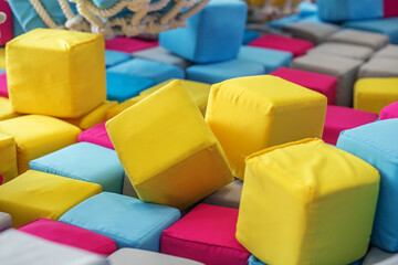 Fototapeta premium Colorful soft foam blocks at kids play area