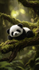 Obraz premium giant panda on tree branch