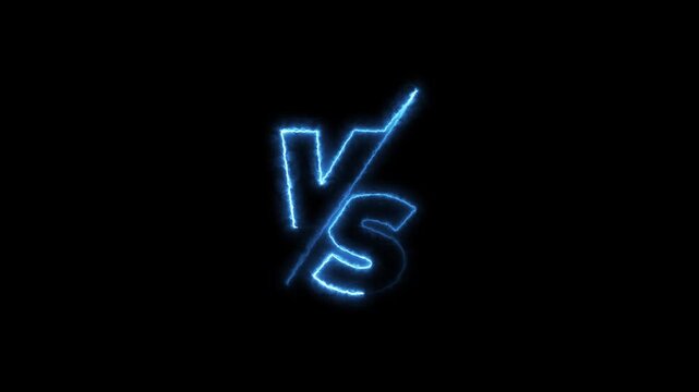 VS versus bars neon text animation isolated on black background