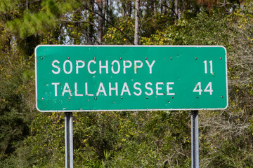 Tallahassee and Sopchoppy, Florida rod sign 
