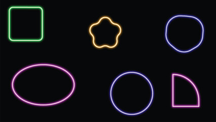 Geometric Neon Shapes on Black Background