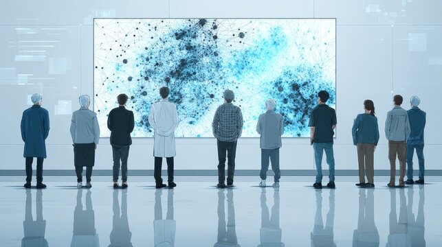 Business team silhouettes on a global blue abstract background illustrating successful teamwork and communication