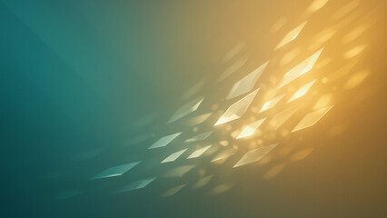 Abstract Light Shard Background &ndash; Golden and Teal Gradient with Glass Effect