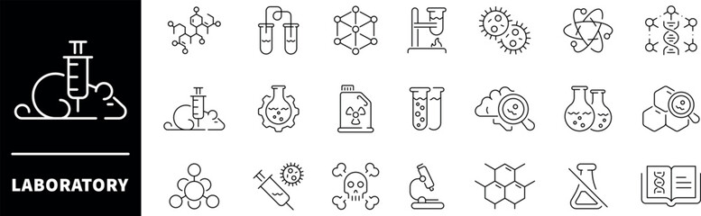 Laboratory outline icons collection. Laboratory Scientific Outline Vector Icon Set