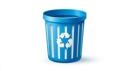 Blue plastic recycling bin icon isolated vector illustration