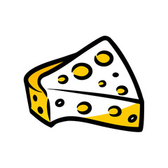 vector clip art cheese slice on white background for web and graphic design