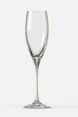 Obraz premium Ultra-photorealistic empty crystal champagne glass isolated on transparent background, clear texture, elegant curves, subtle highlights and realistic reflections