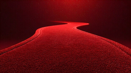Winding red path towards a distant horizon, abstract journey, hope, and future concepts
