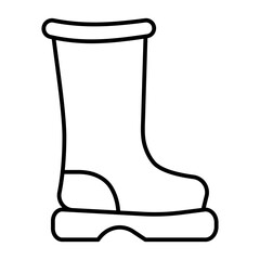 Gardener boot thin line icon, safety workwear concept. Vector graphics. Protective boot for work in garden, footwear sign on white background, style icon mobile or web design.