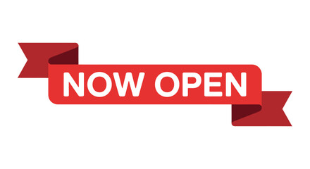 A red banner announces that a business is now open for customers.