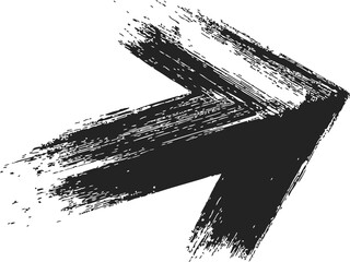 Arrow brush stroke, sketch hand drawn style, bold rightward direction with grunge texture. Vector illustration