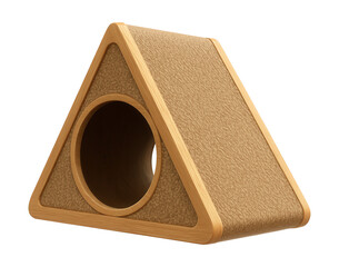 A triangular scratching ramp that also serves as a play tunnel, perfect for playrooms.
