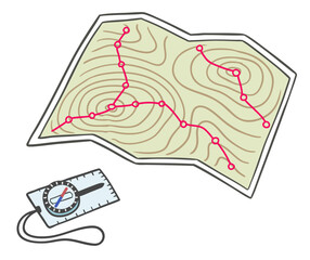 登山をするための地図とコンパス